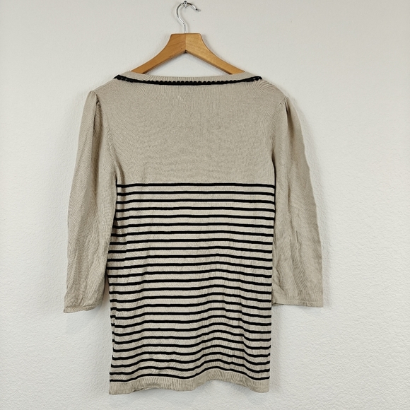 Weekend Max Mara Silk Blend Striped 3/4 Sleeve Light Weight Sweater Size XL - Picture 9 of 14
